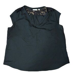 New York & Company Elegant Black Lace Back Women's Top XL